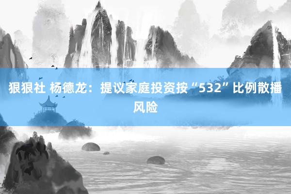 狠狠社 杨德龙：提议家庭投资按“532”比例散播风险