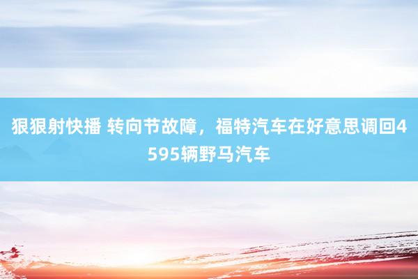 狠狠射快播 转向节故障，福特汽车在好意思调回4595辆野马汽车