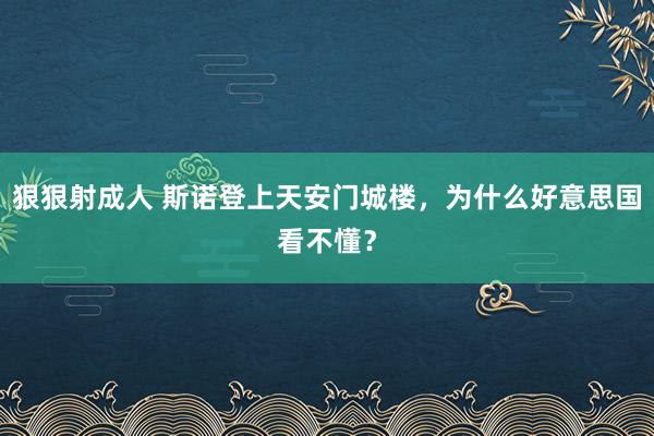 狠狠射成人 斯诺登上天安门城楼，为什么好意思国看不懂？