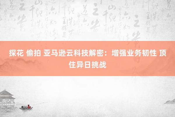 探花 偷拍 亚马逊云科技解密：增强业务韧性 顶住异日挑战