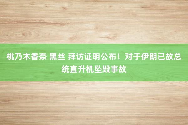 桃乃木香奈 黑丝 拜访证明公布！对于伊朗已故总统直升机坠毁事故