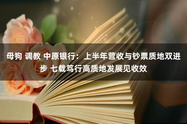 母狗 调教 中原银行：上半年营收与钞票质地双进步 七载笃行高质地发展见收效