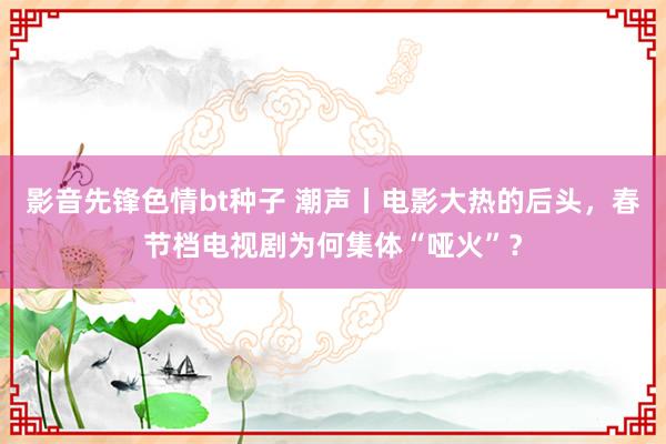 影音先锋色情bt种子 潮声丨电影大热的后头，春节档电视剧为何集体“哑火”？